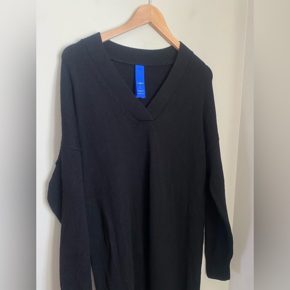 KIT AND ACE Black V-neck Sweater Midi Dress in 99% Merino wool with Nylon Large - Picture 3 of 14